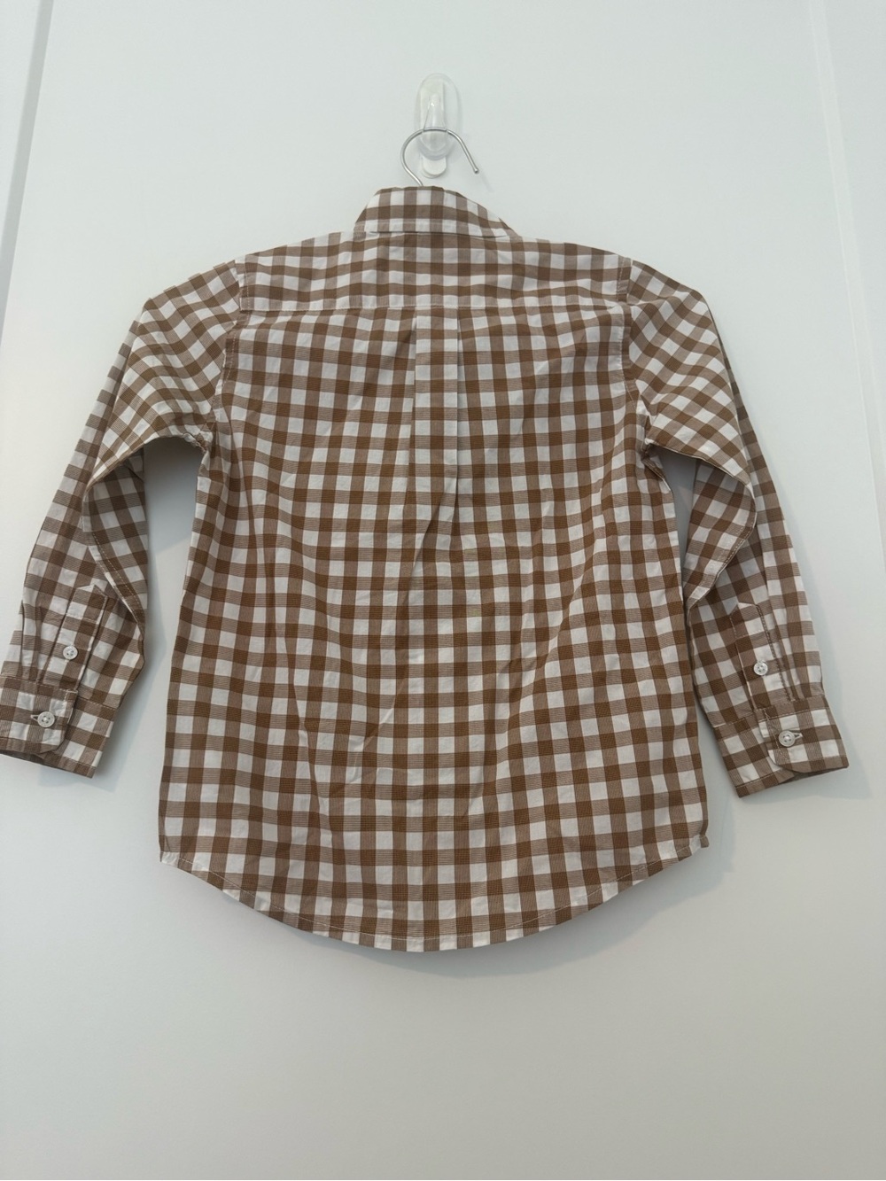 Janie and Jack Brown and White Gingham Button-Down Shirt